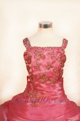 Rose Pink Junior Miss Pageant Dresses Ball Gown Pick-up