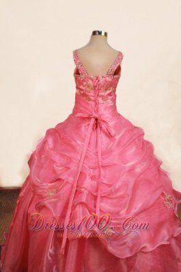 Rose Pink Junior Miss Pageant Dresses Ball Gown Pick-up