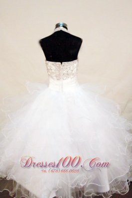 Beading Sweet Bowknot White Little Girl Pageant Gowns