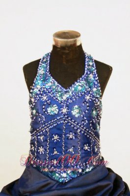 Beading Beautiful Pageant Dresses Ball gown Halter Blue