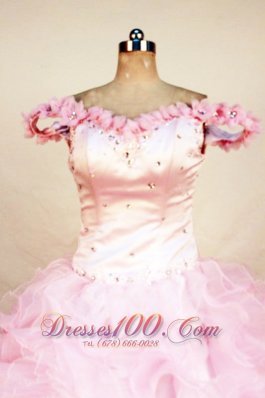 Girl Pageant Dresses Beading Luxurious Off the shoulder Pink