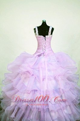 Beading Organza StrapsLavender LIL Girl Pageant Dresses