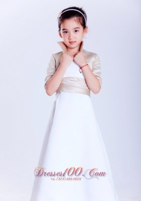 Flower Girl Pageant Dress Jacket Champagne Sash