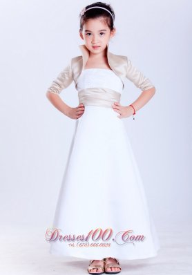 Flower Girl Pageant Dress Jacket Champagne Sash