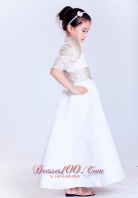 Flower Girl Pageant Dress Jacket Champagne Sash