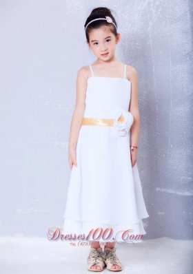 Infant Pageant Dresses Yellow Straps Ankle-length Chiffon
