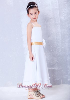 Infant Pageant Dresses Yellow Straps Ankle-length Chiffon