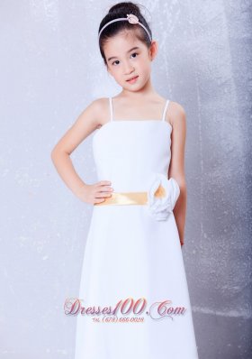 Infant Pageant Dresses Yellow Straps Ankle-length Chiffon