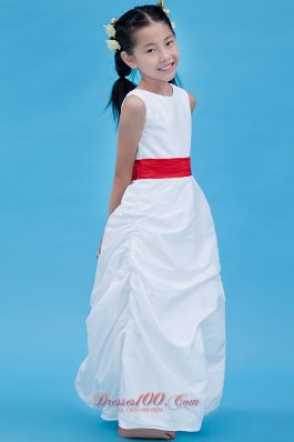 Infant Pageant Dresses Red ScoopTaffeta Belt