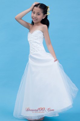 Whites Sweetheart Tulle Strapless Child Pageant Dresses