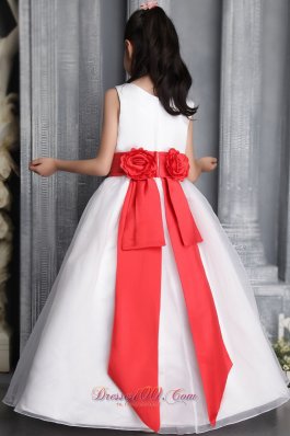 Pageant Dresses For Teens Red Scoop Belt Flower