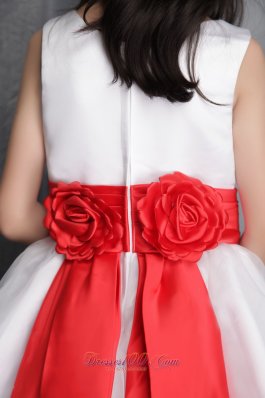 Pageant Dresses For Teens Red Scoop Belt Flower