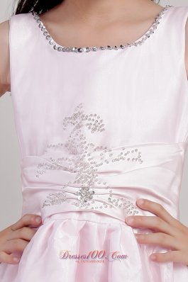 Pink Ankle-length Beading Beauty Pageants Dresses