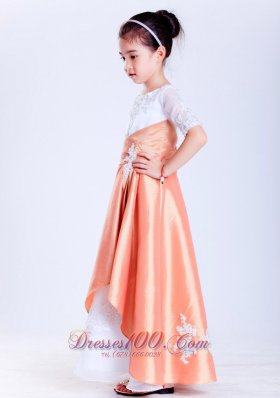 Mutil-colored Scoop Appliques Little Flower Girl Dress