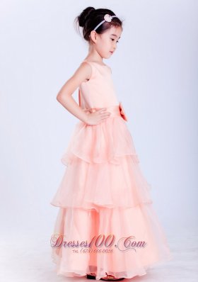 Watermelon Red Bow Flower Girl Pageant Dresses Scoop