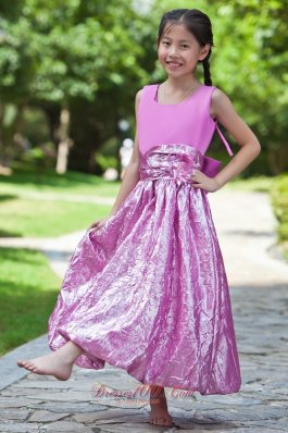 Lavender Bow Little Girls Pageant Dresses Scoop Satin