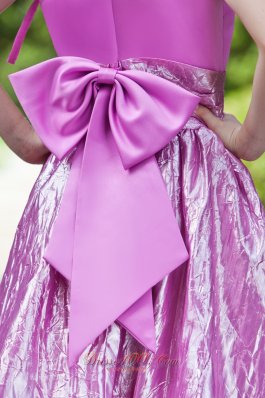 Lavender Bow Little Girls Pageant Dresses Scoop Satin