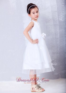 Scoop Hand Made Flowers Little Girl Dresses Organza