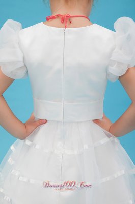 Cap Sleeves Belt Little Girl Pageant Dresses Organza