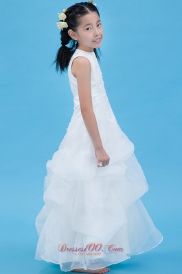 Appliques Scoop Youngster Flower Girl Dress Organza