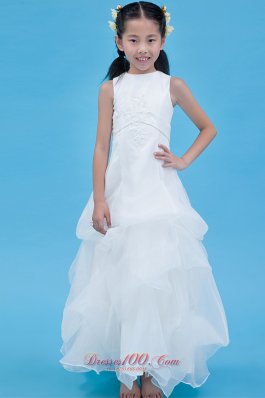 Appliques Scoop Youngster Flower Girl Dress Organza