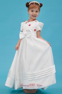 Colorful Scoop Sash Pageant Flower Girl Dress Taffeta