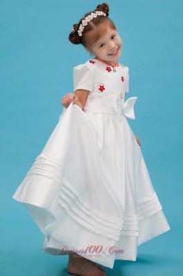 Colorful Scoop Sash Pageant Flower Girl Dress Taffeta