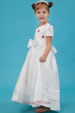 Colorful Scoop Sash Pageant Flower Girl Dress Taffeta