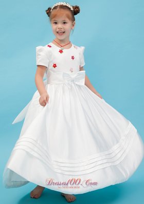 Colorful Scoop Sash Pageant Flower Girl Dress Taffeta