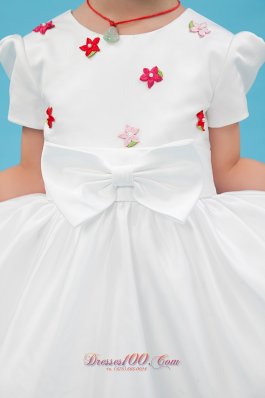 Colorful Scoop Sash Pageant Flower Girl Dress Taffeta