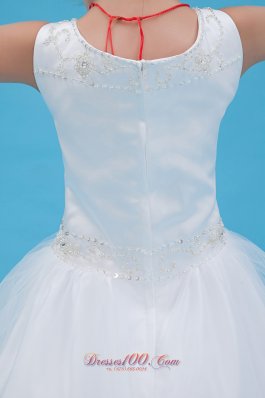 Beading Scoop Tulle Pageant Flower Girl Dress