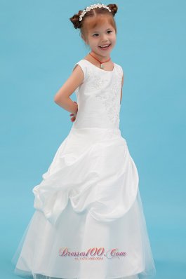 White Little Girl Dresses Beading and Applqiues