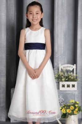 Colored Sash Pageant Flower Girl Dress Organza Scoop