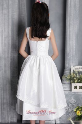 Square Straps Flower Girl Dress With Appliques