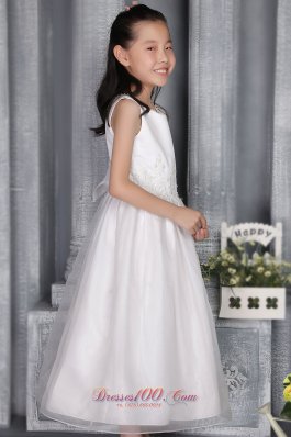 Organza Appliques Little Flower Girl Dress Scoop