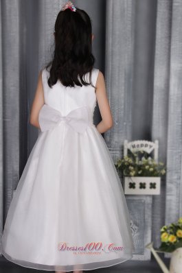 Organza Appliques Little Flower Girl Dress Scoop