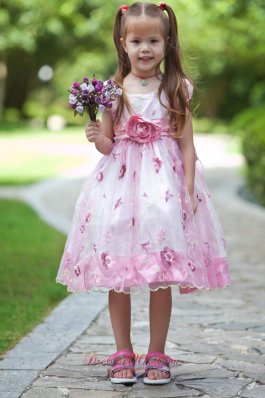 Multi-colored Hand Made Flowers Little Girl Dress