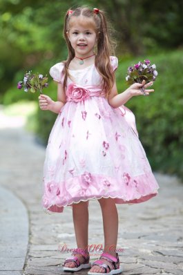 Multi-colored Hand Made Flowers Little Girl Dress