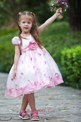 Multi-colored Hand Made Flowers Little Girl Dress