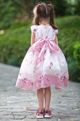 Multi-colored Hand Made Flowers Little Girl Dress