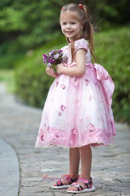 Multi-colored Hand Made Flowers Little Girl Dress