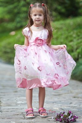 Multi-colored Hand Made Flowers Little Girl Dress