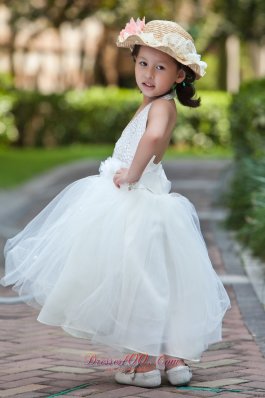 Halter Beaded Hand Made Flowers Youngster Girl Dresses