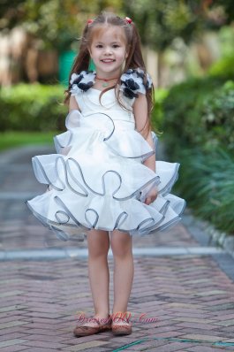 Hand Made Flowers White Little Girl Pageant Dresses