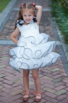 Hand Made Flowers White Little Girl Pageant Dresses