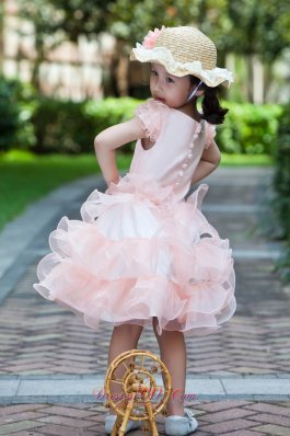 Colorful Cap Sleeves Pageant Flower Girl Dress Ruffles