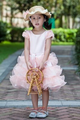 Colorful Cap Sleeves Pageant Flower Girl Dress Ruffles