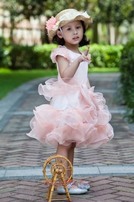 Colorful Cap Sleeves Pageant Flower Girl Dress Ruffles