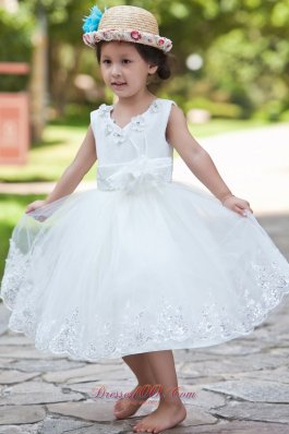 Beading Pageant Little Girl Dress Hand Made Flowers