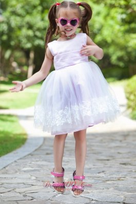 Pink Appliques Ball Gown Flower Girl Dress Scoop